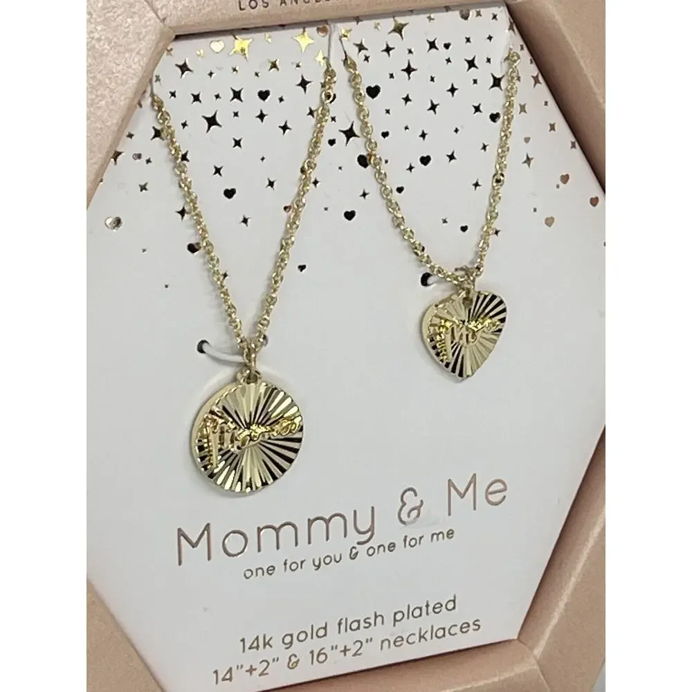 Unwritten 14K Gold Plated Mommy & Me Necklace(2 Piece Set)Gift For Mom Chic NEW